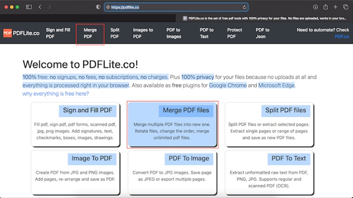 How to Merge PDF Online with PDFlite.co